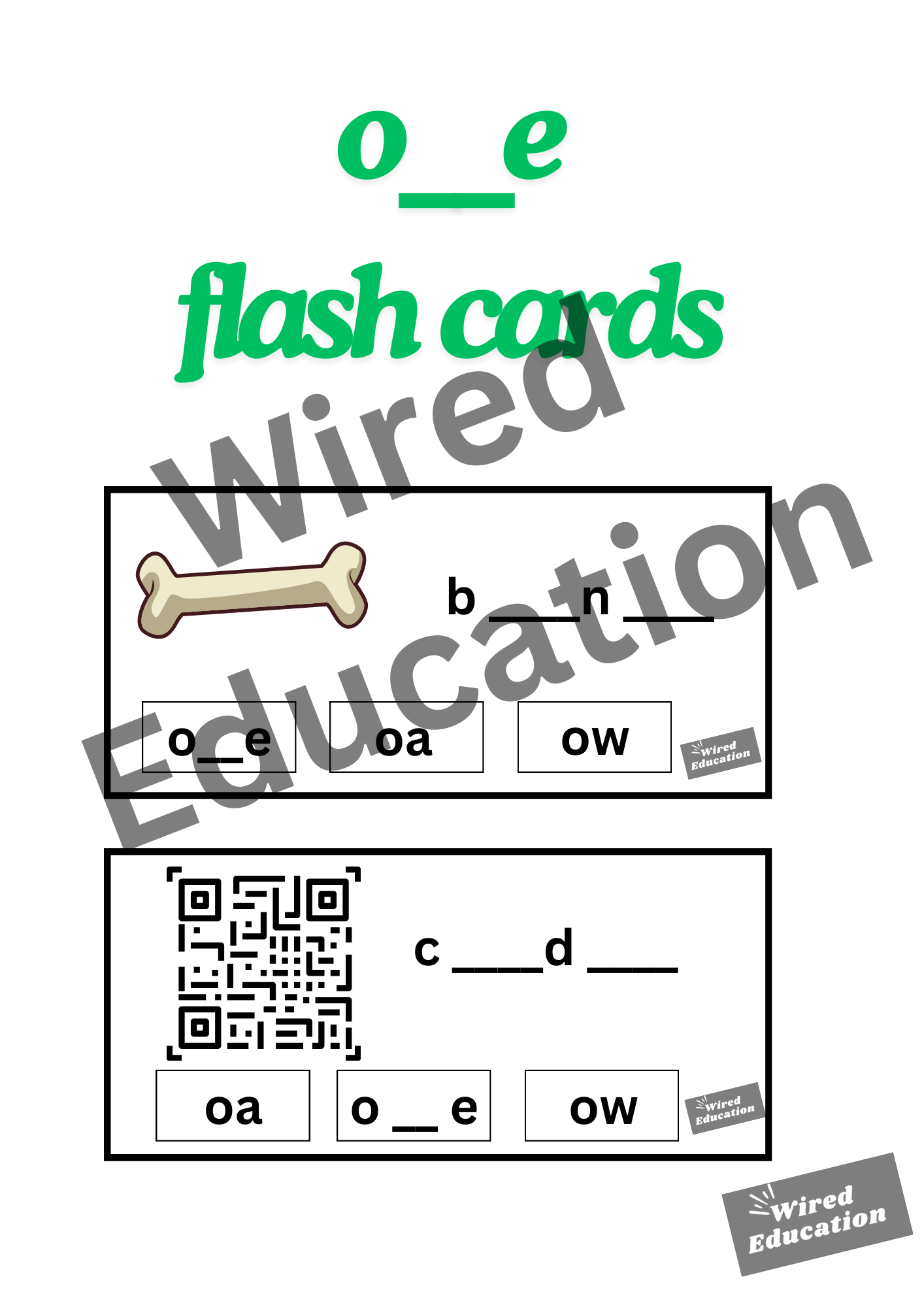 o_e flash cards