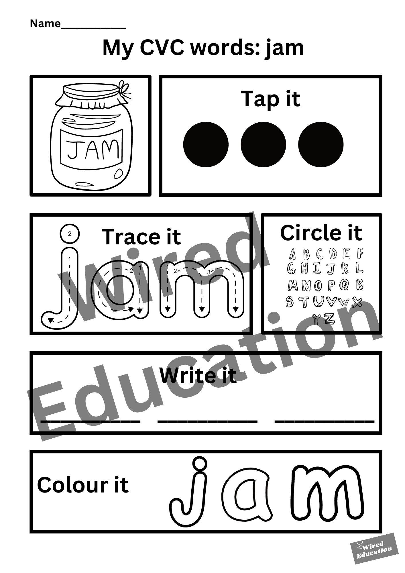 My CVC words- jam