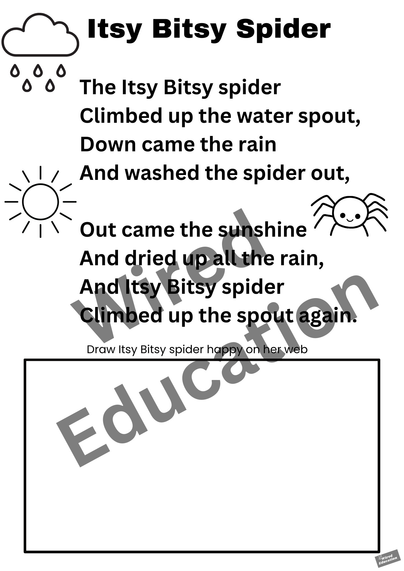 Poem: Itsy bitsy spider and activity