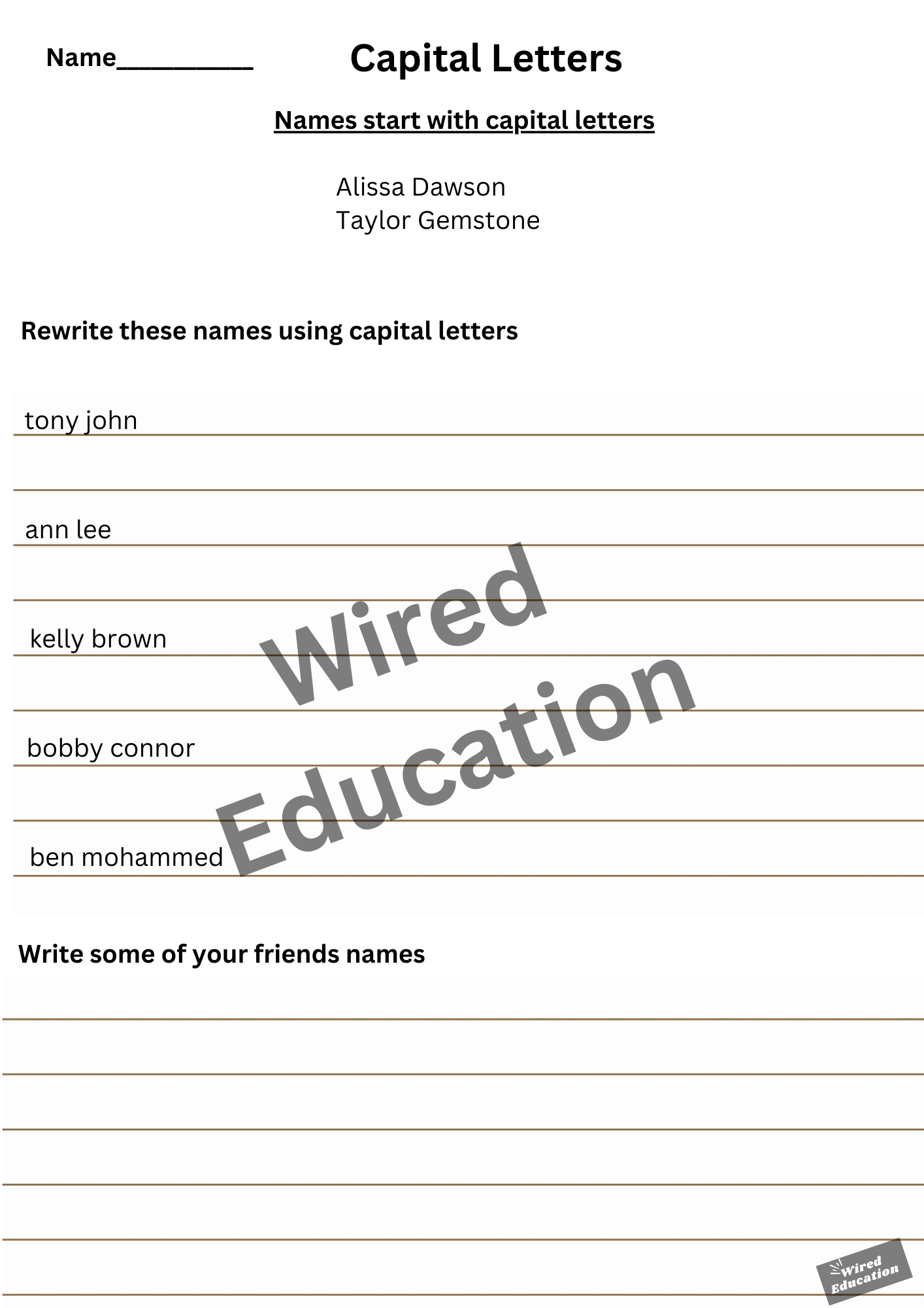 Capital letters (names)