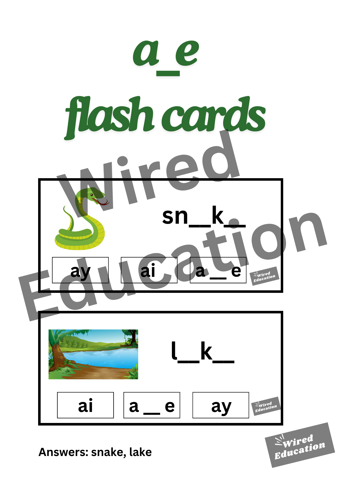 a_e flash cards