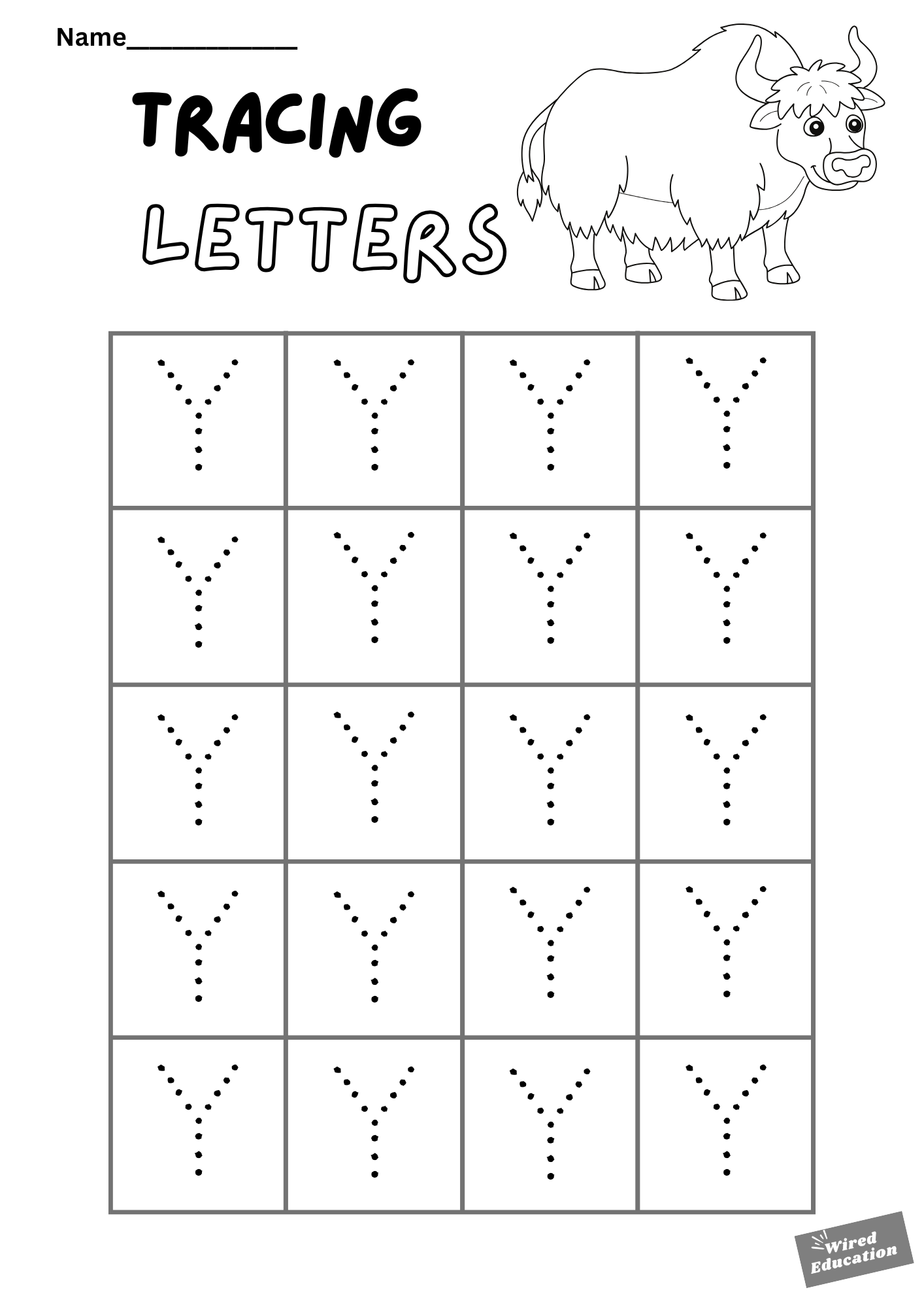 Letter tracing Y