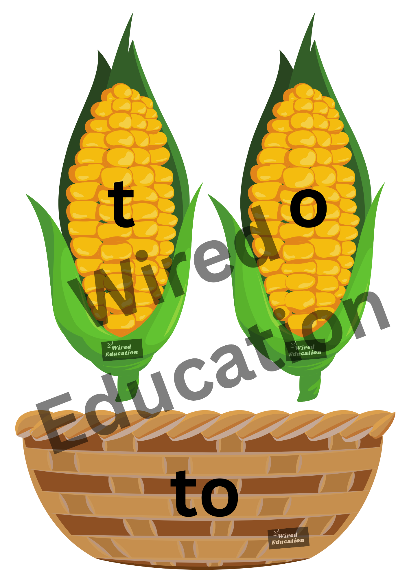 Heart Word Veggie Basket Match