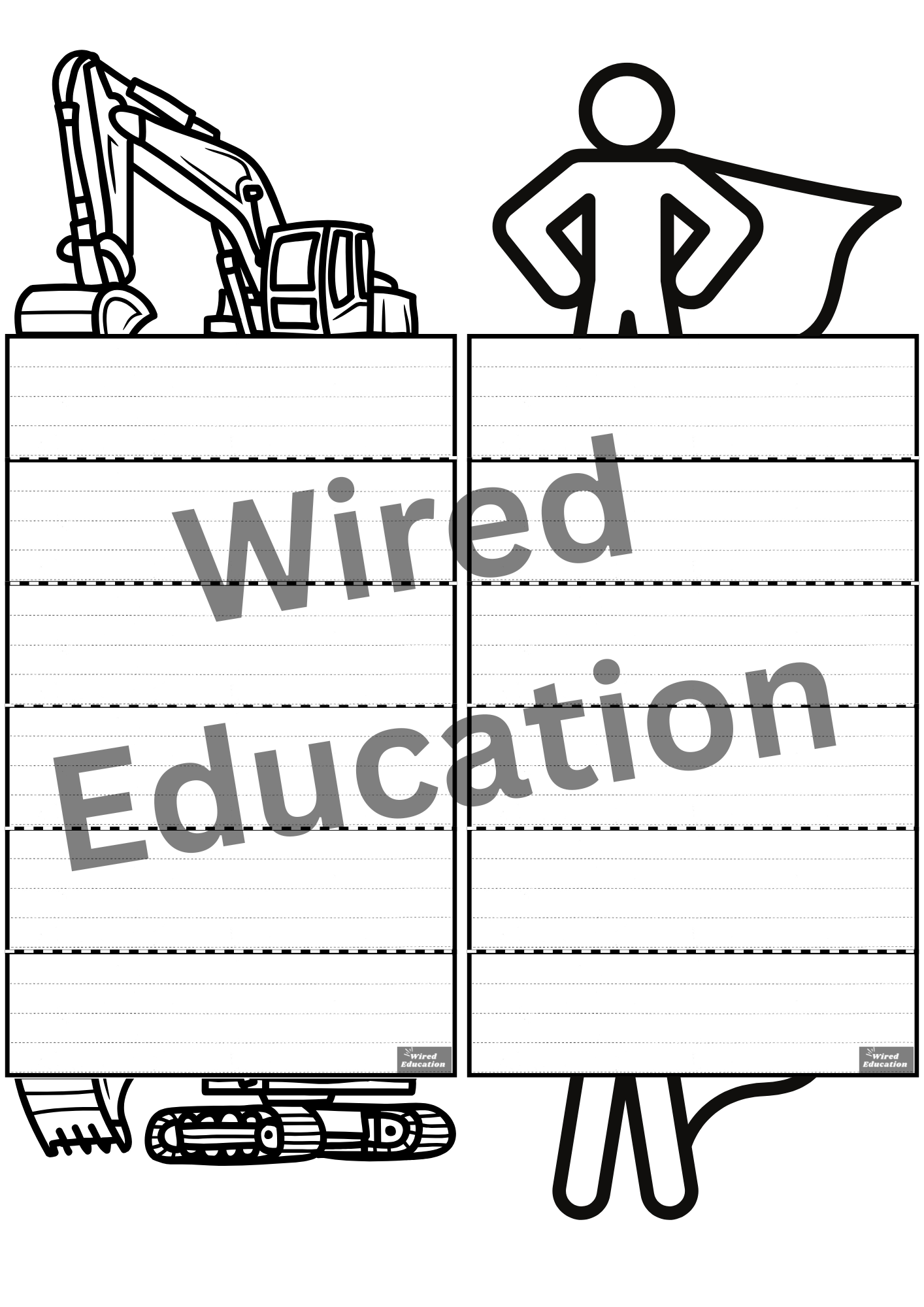 Machines/Super heros writing activity
