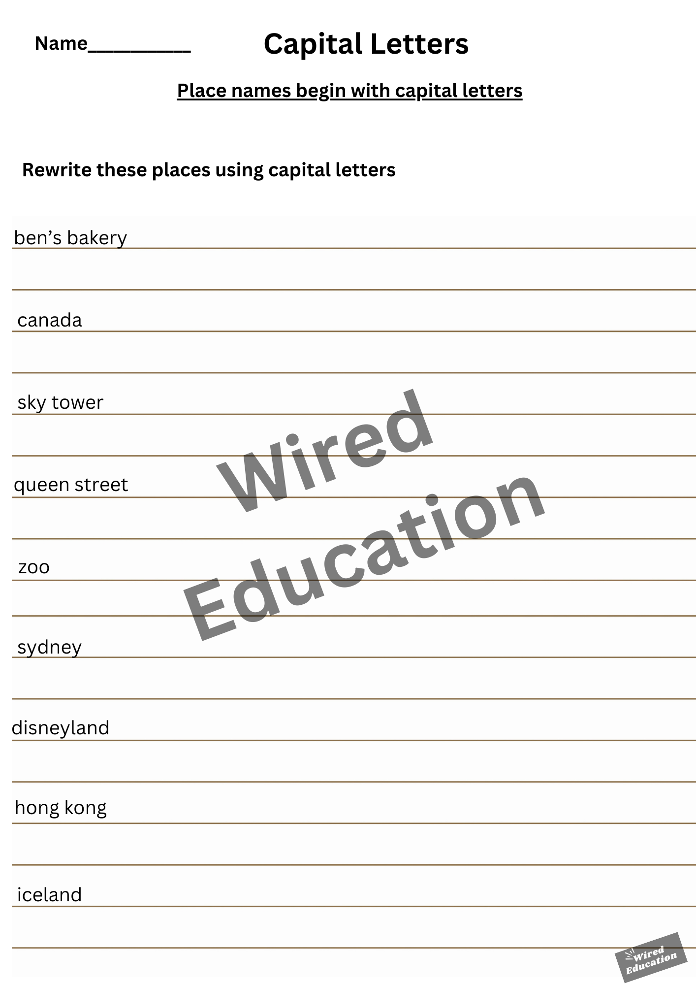 Capital letters (places)