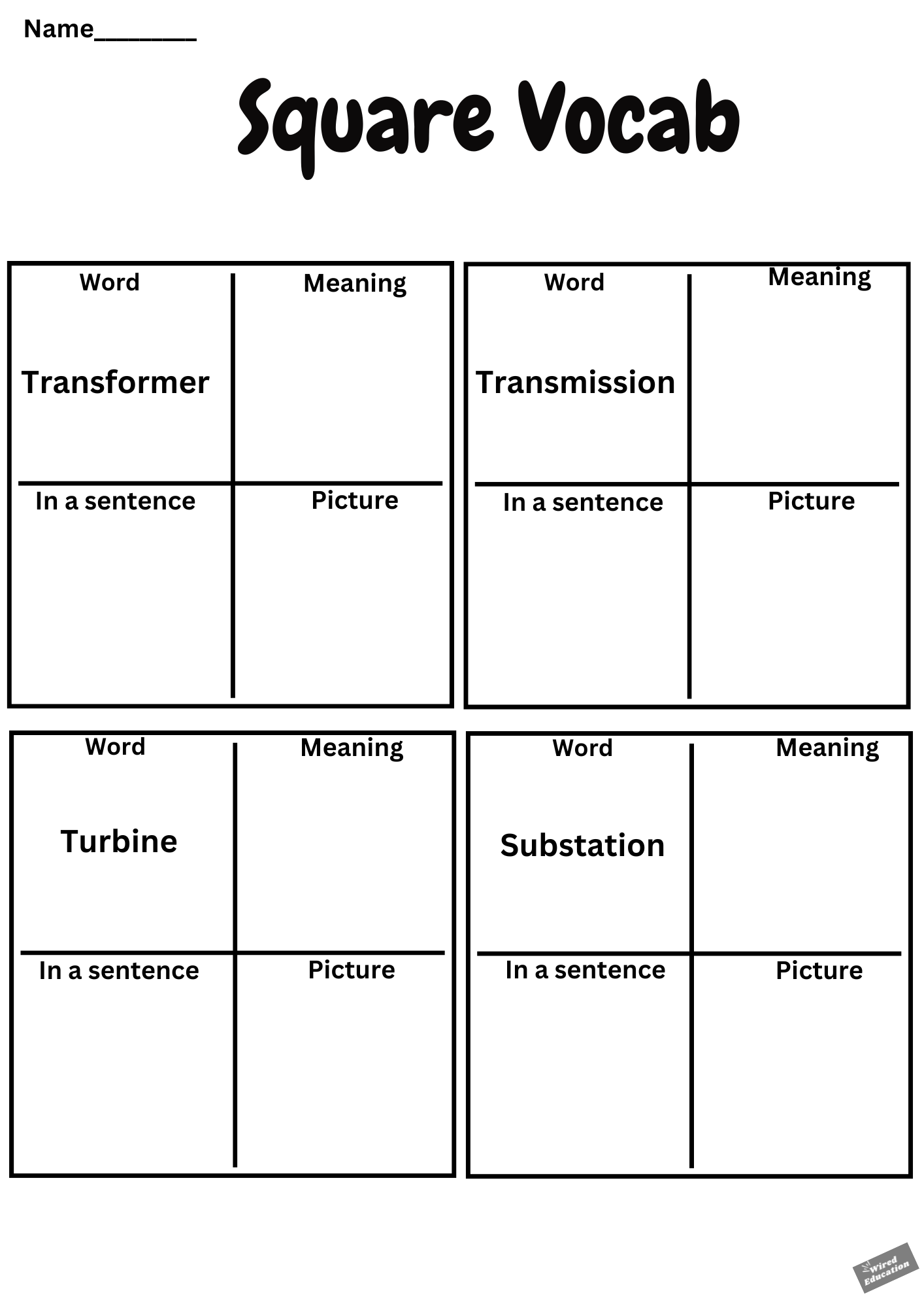 Square vocab