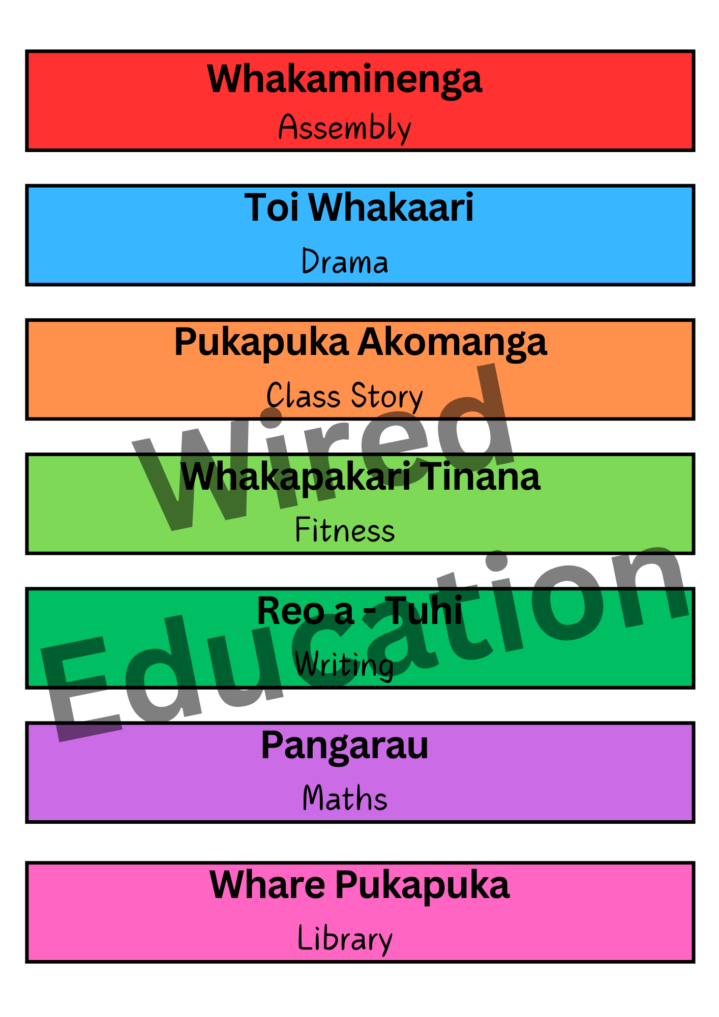 Older Maori Daily Timetable