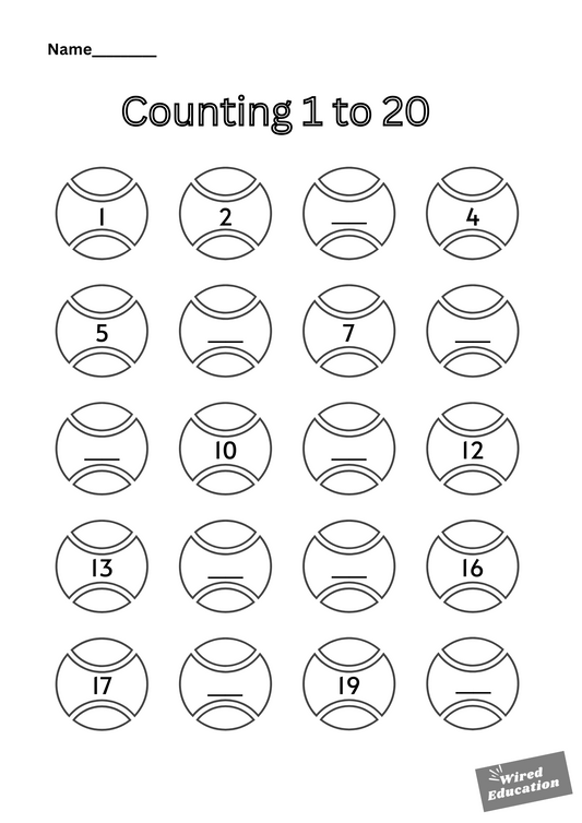 Baseball counting 1-20
