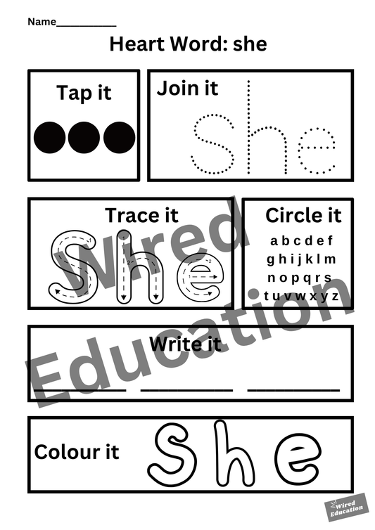 Heart word she