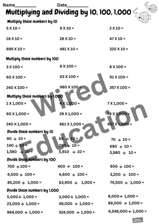 Mult/Div by 10, 100, and 1,000