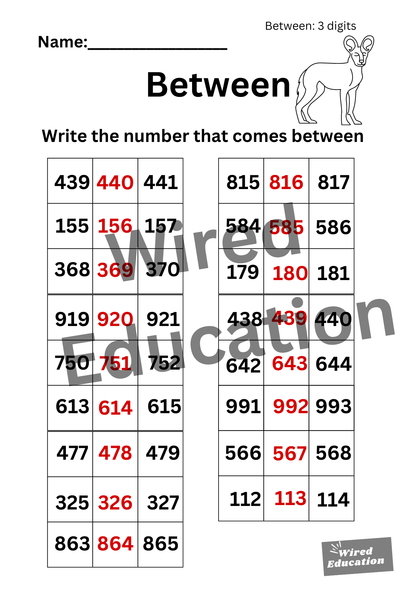 Between 3 digits