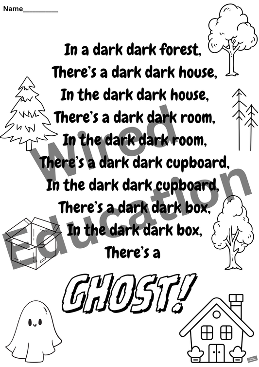 Poem: In a dark dark... worksheet