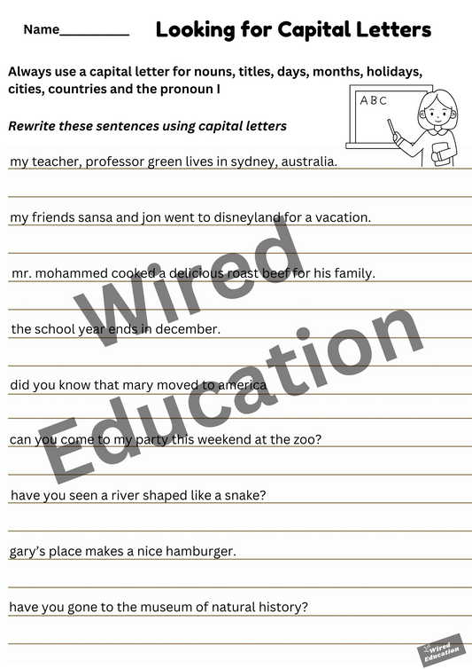 Look for capital letters
