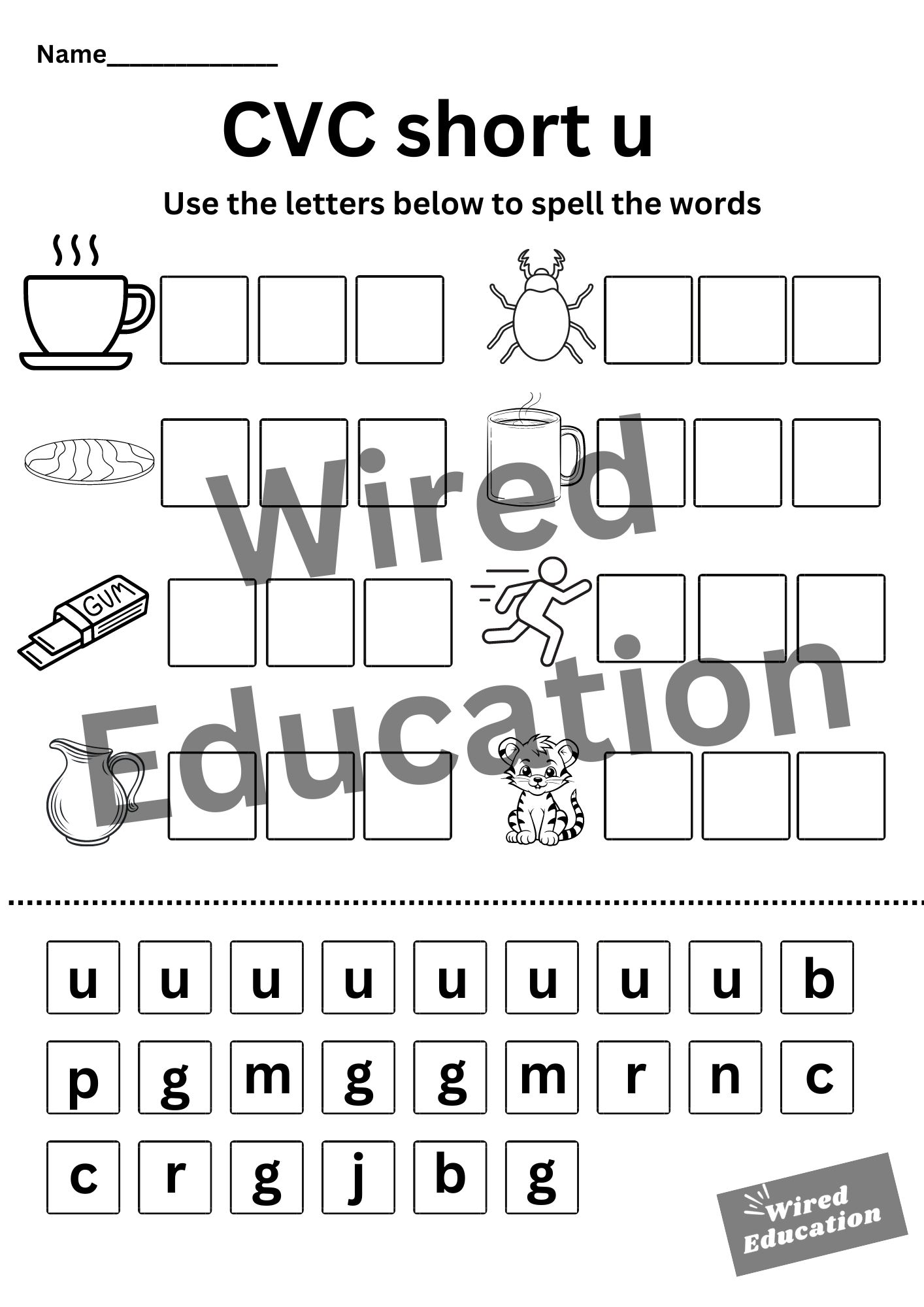 CVC short u spelling