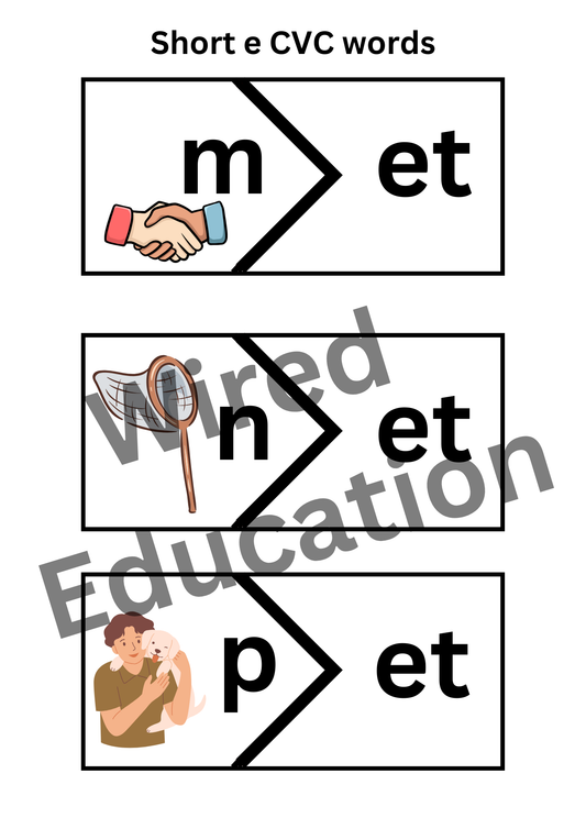CVC short e word matching