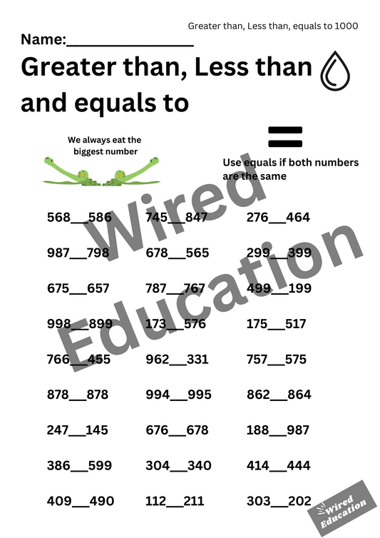 Greater than, less than (under 1000)