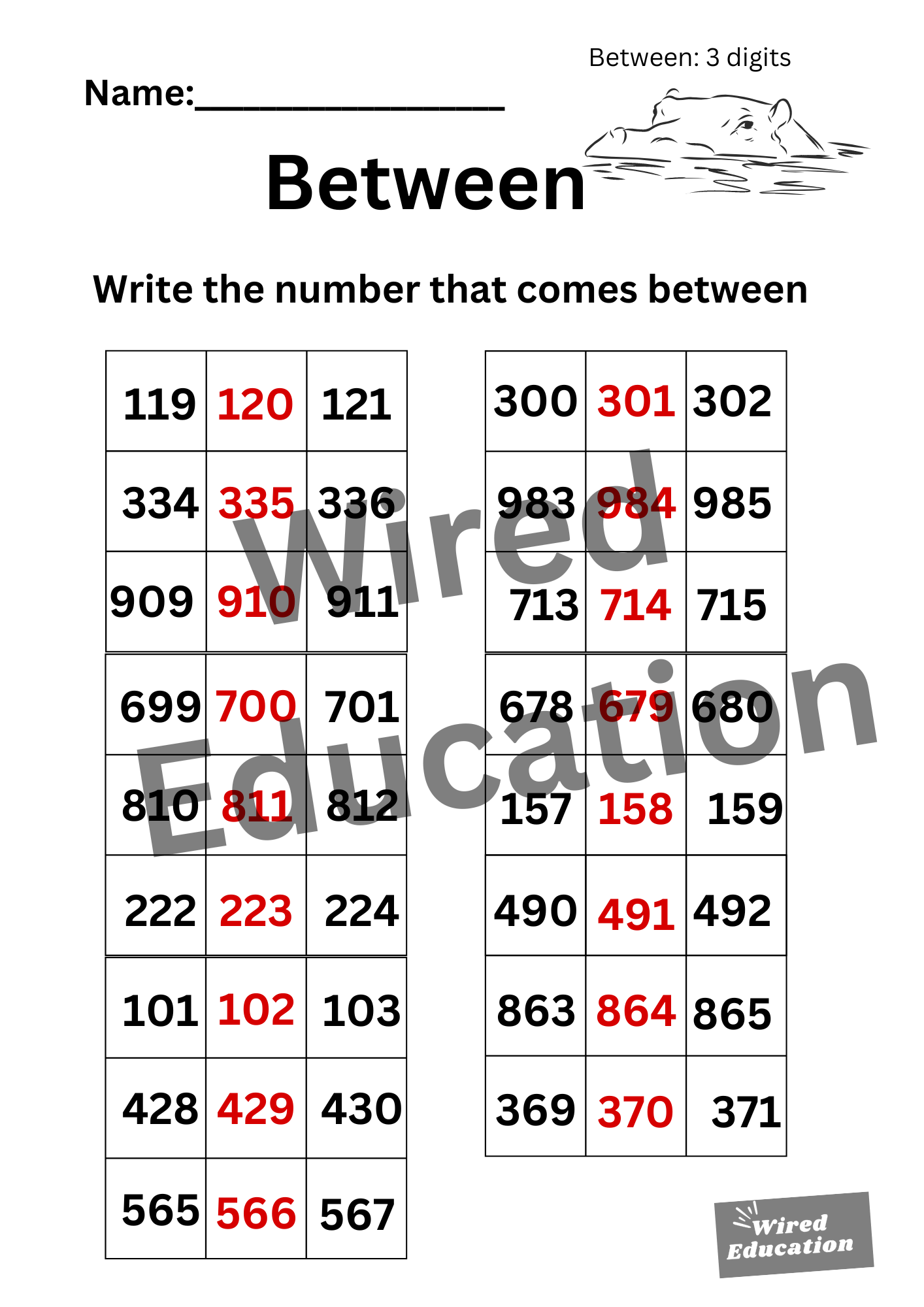 Between 3 digits