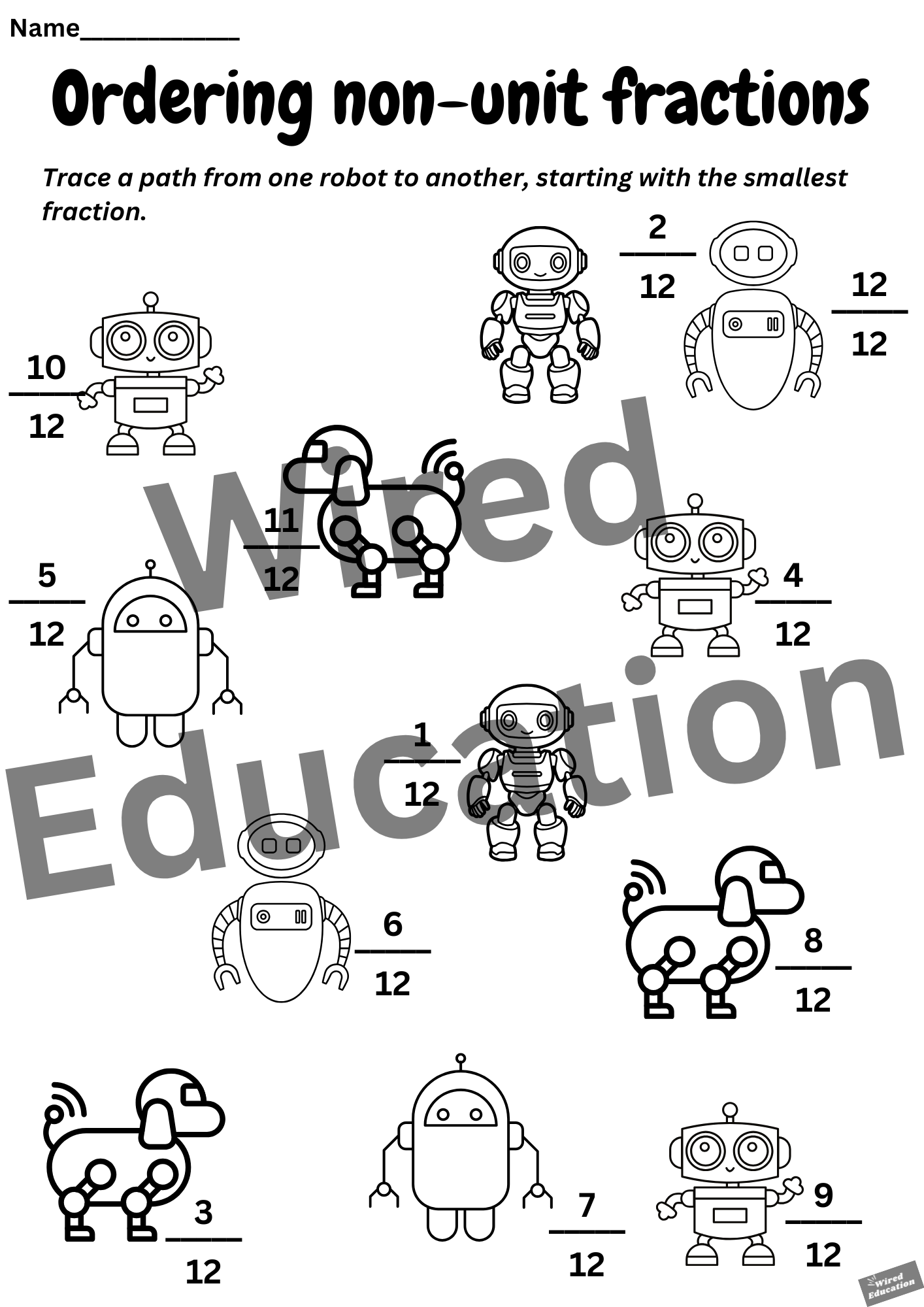 Ordering fractions robots