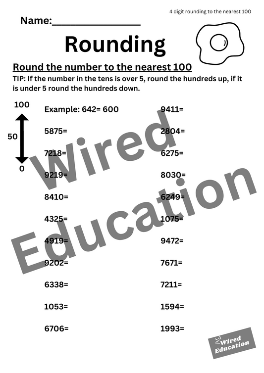 Round to the nearest 100 (4 digits)
