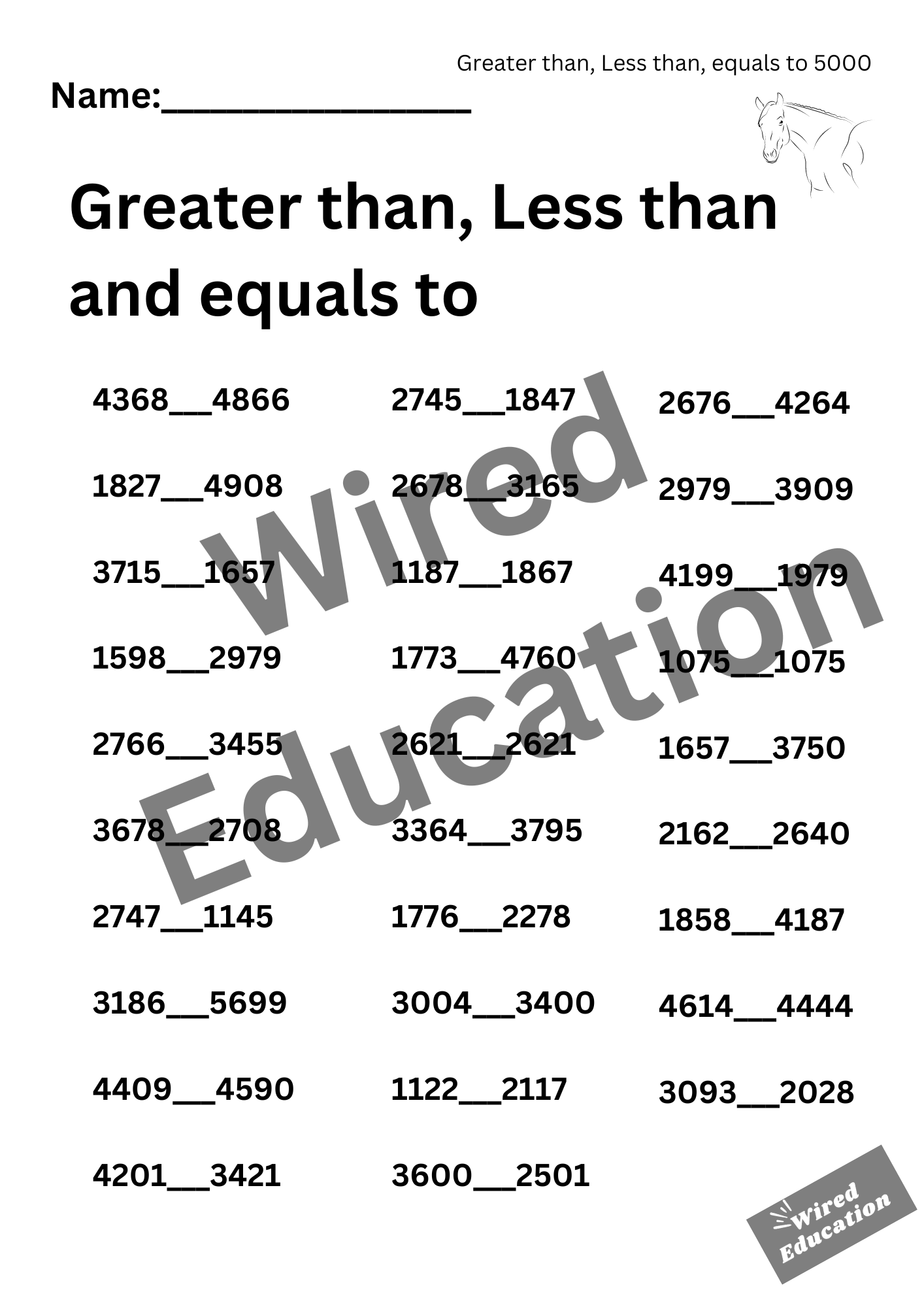 Greater than, less than (under 5000)