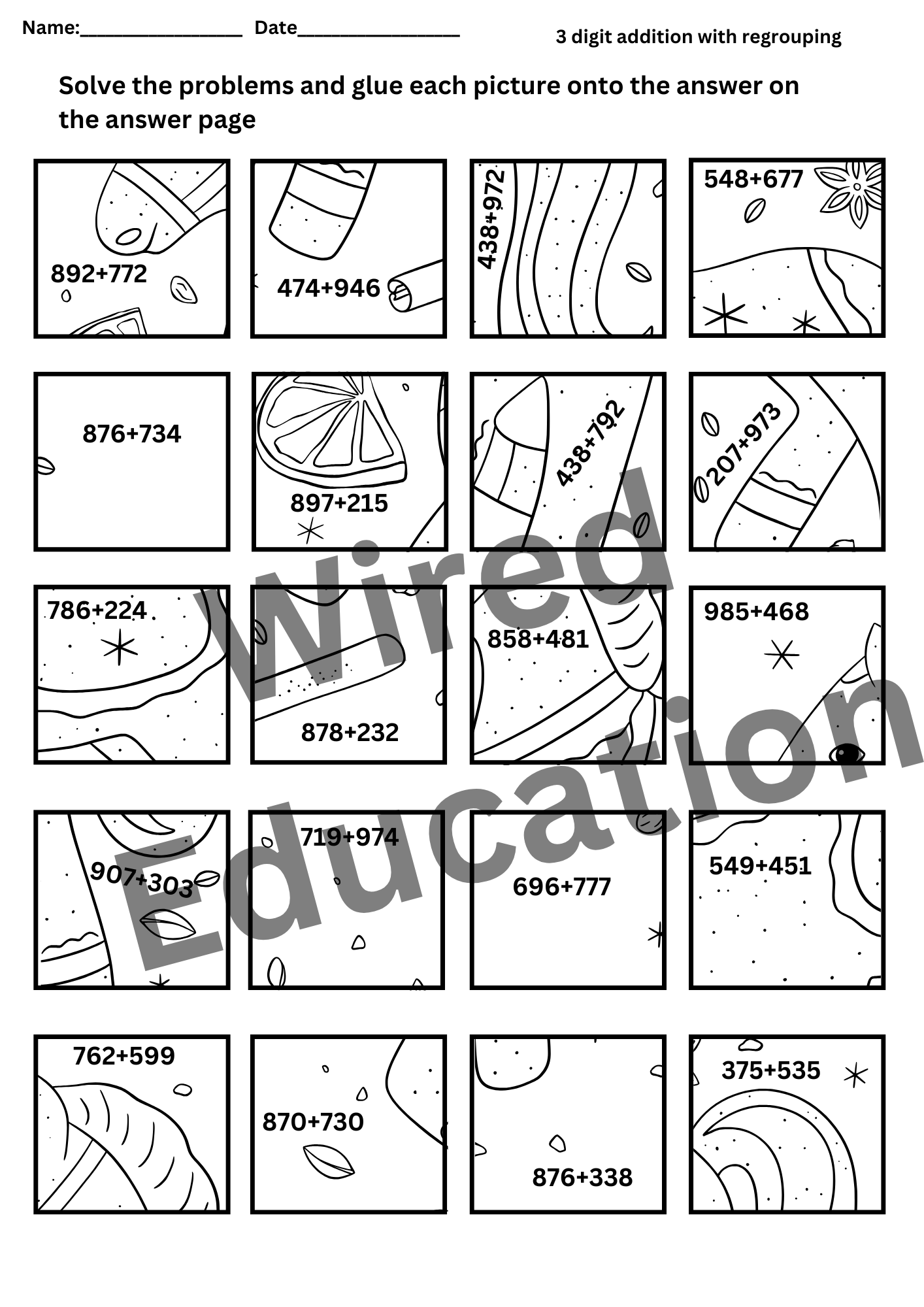 Rocking horse 3 digit addition puzzle