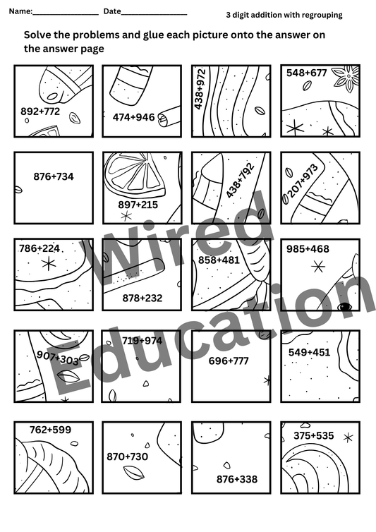 Rocking horse 3 digit addition puzzle
