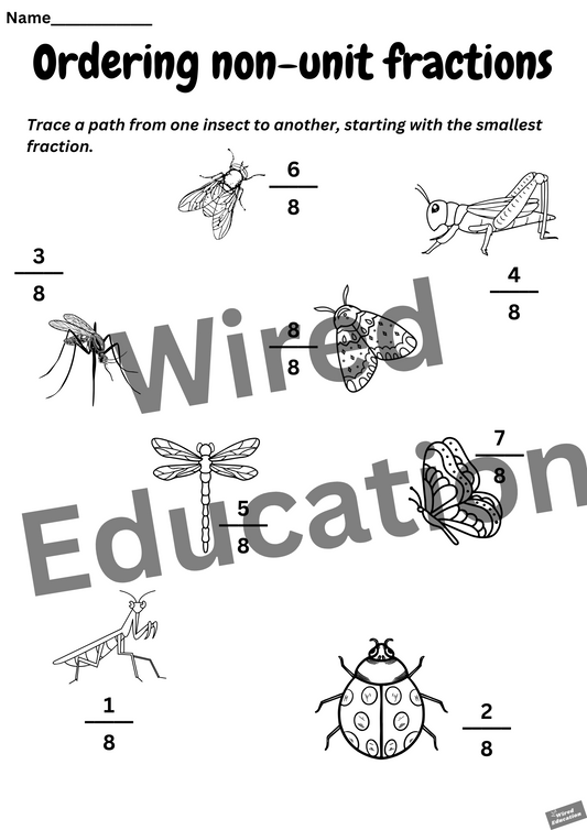 Ordering fractions insects