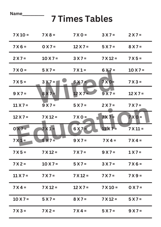 7 Times Tables