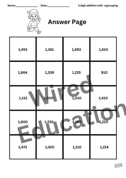Rocking horse 3 digit addition puzzle