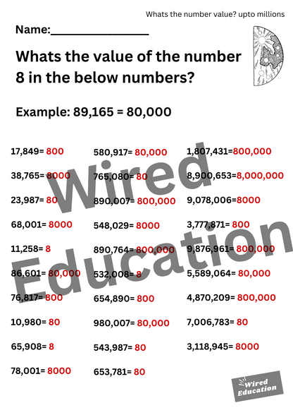Number Value (up to millions)