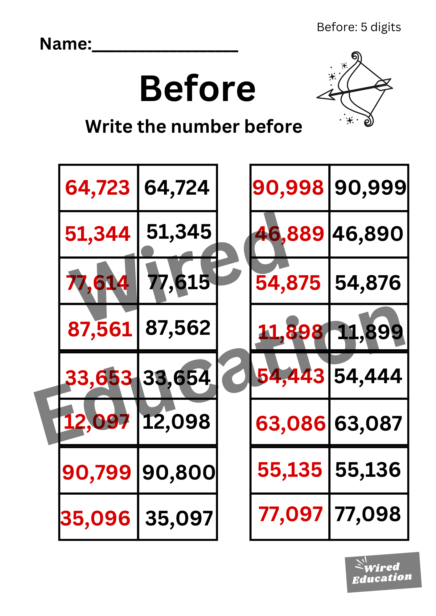 Numbers Before (5 digits)