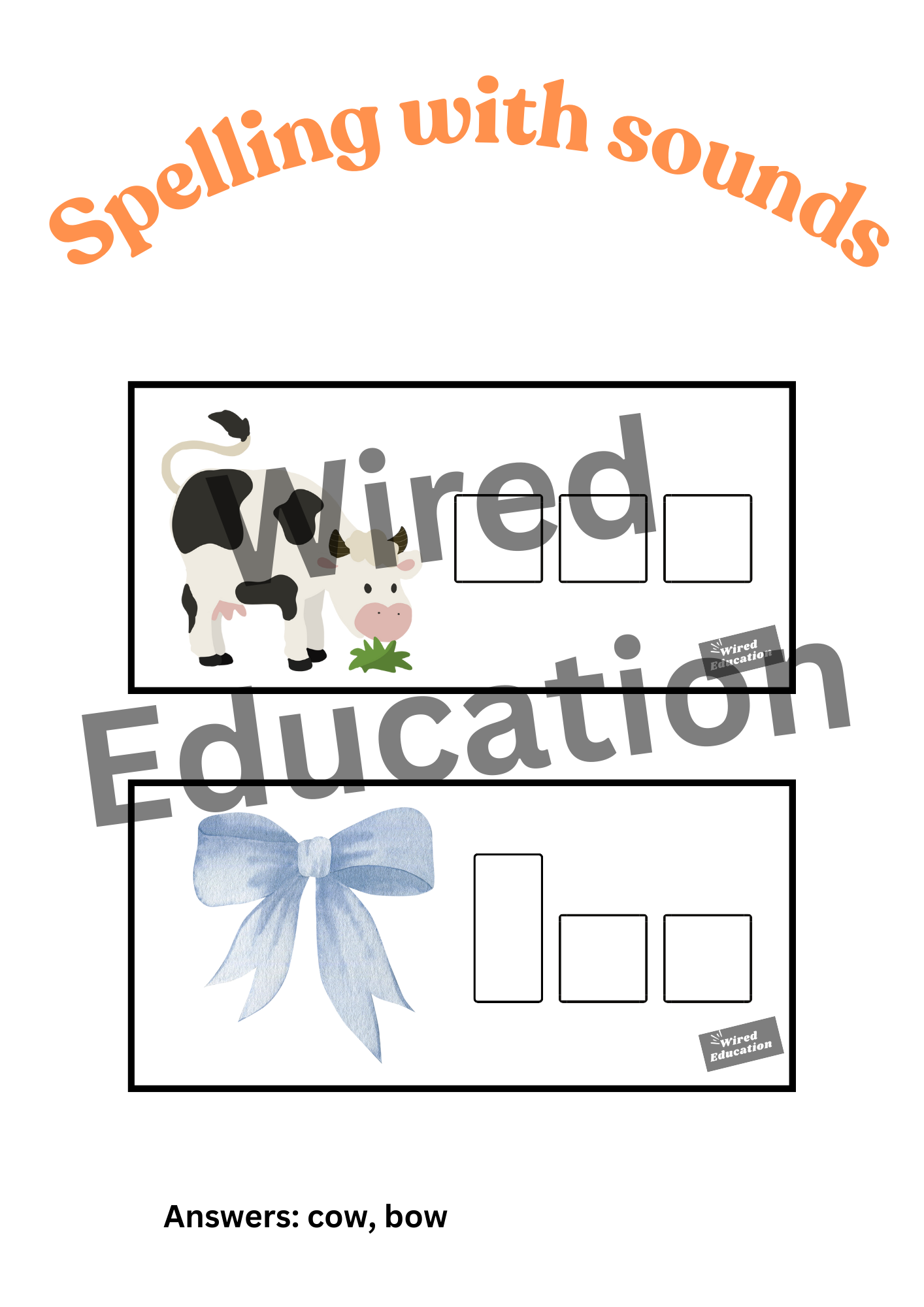 Spelling with sounds ow words
