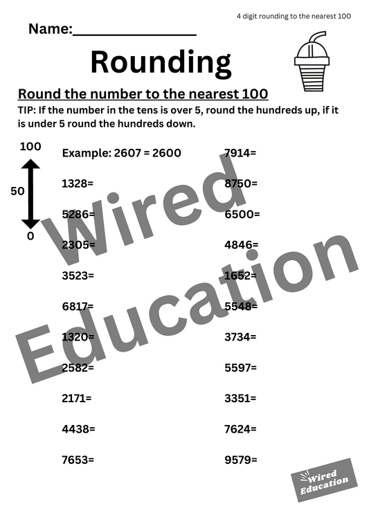 Round to the nearest 100 (4 digits)