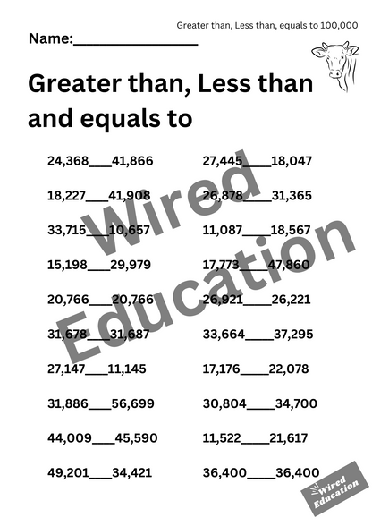 Greater than, less than (under 100,000)