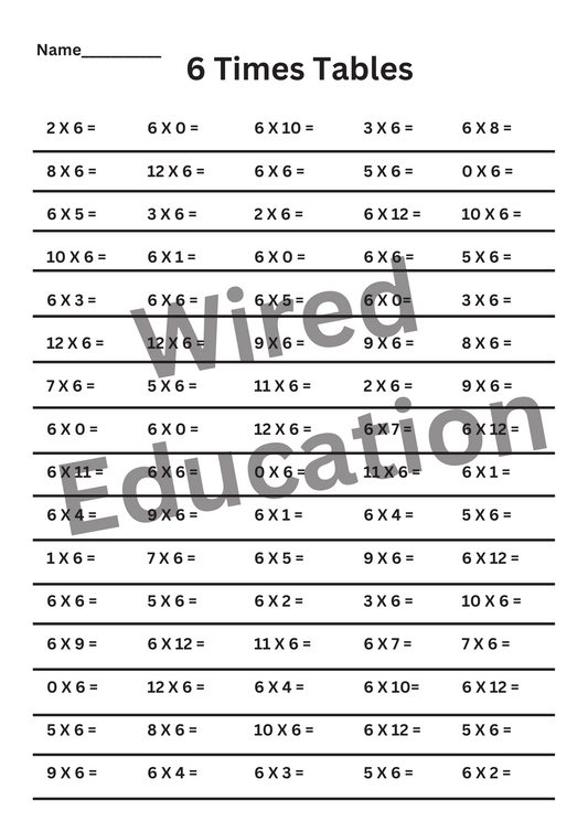 6 Times Tables