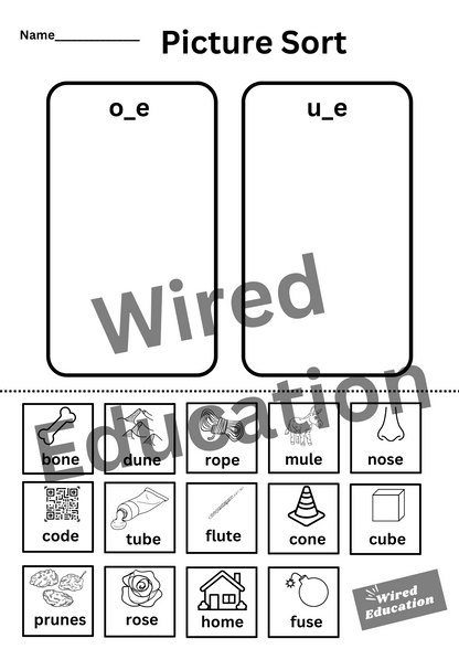 o_e/u_e picture sort