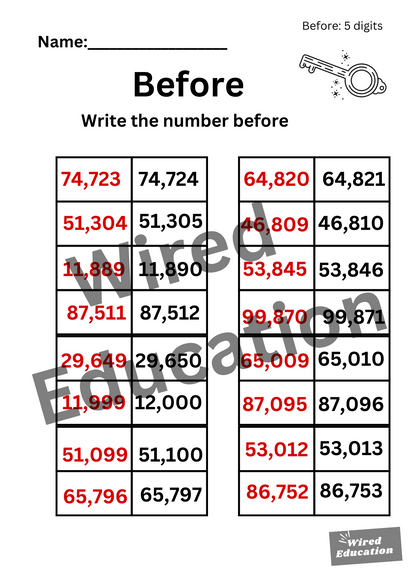 Numbers Before (5 digits)