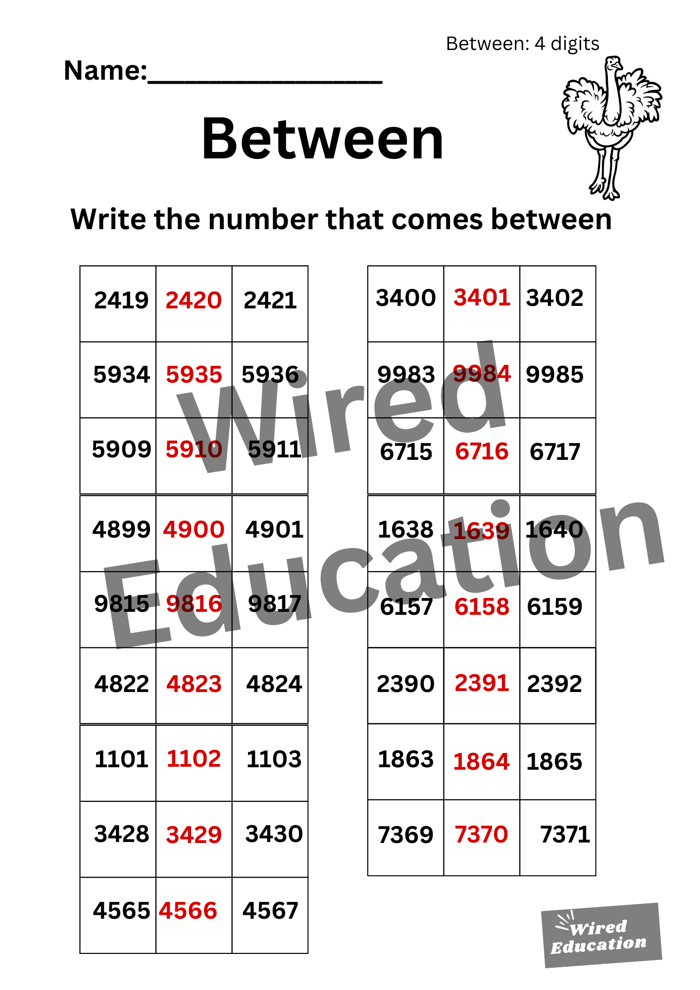 Between 4 digits