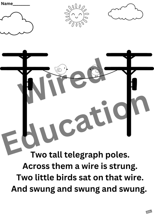 Poem: two tall telegraph poles worksheet