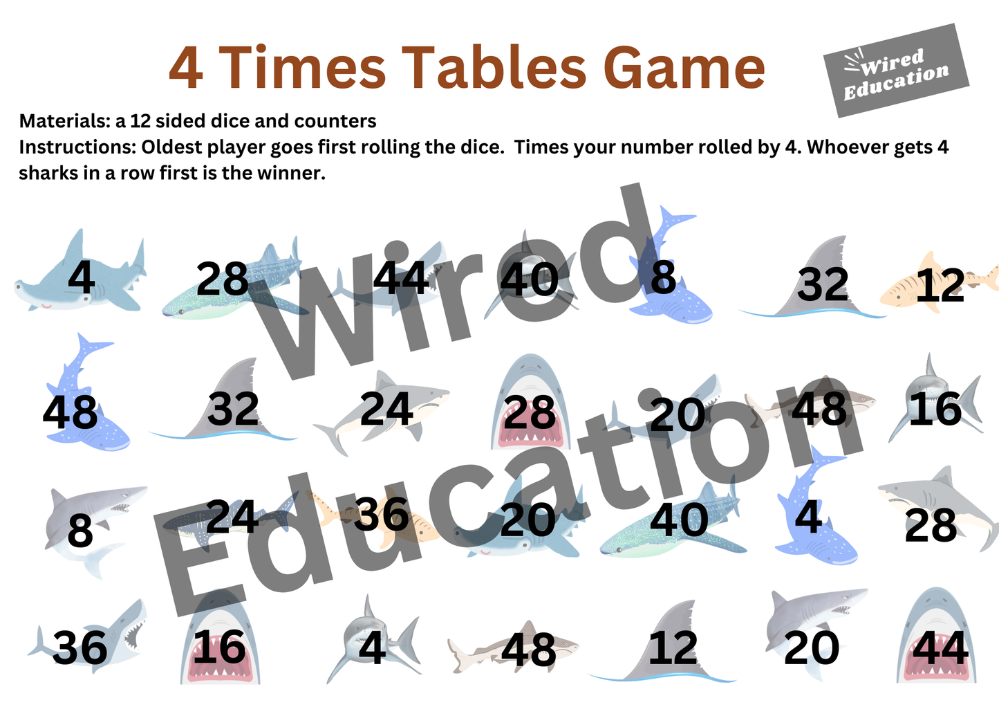 4 Times Table Game