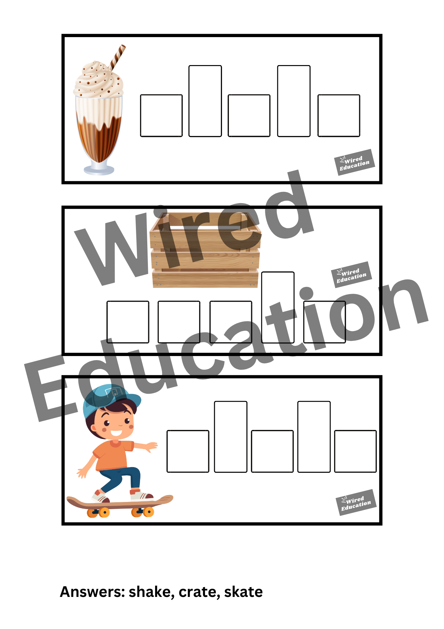 Spelling with sounds a_e words