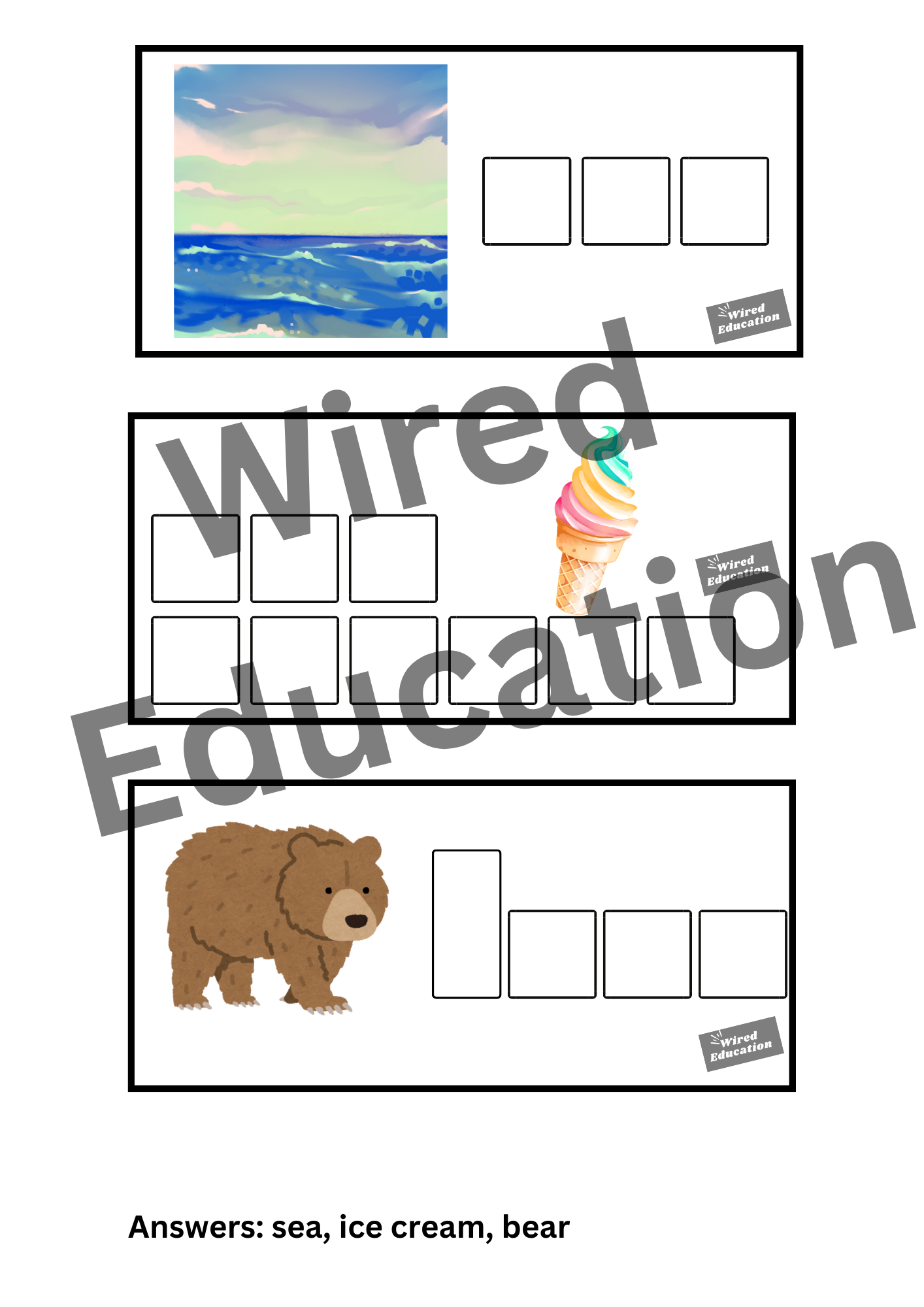 Spelling with sounds ea words
