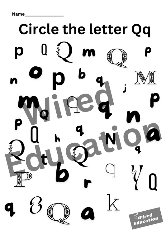 Circle the letter Q