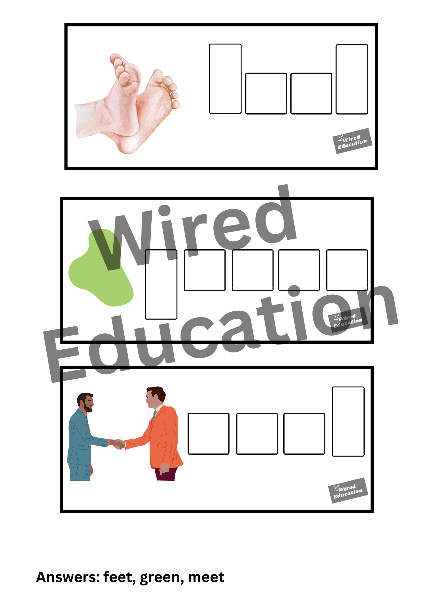 Spelling with sounds ee words