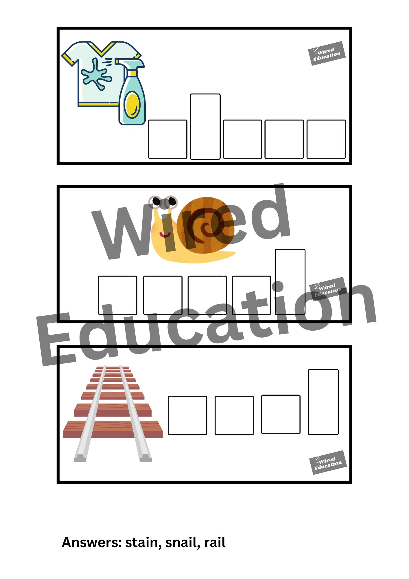 Spelling with sounds ai words