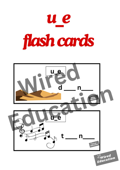 u_e flash cards (u_e sound only)