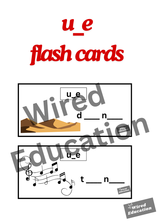 u_e flash cards (u_e sound only)