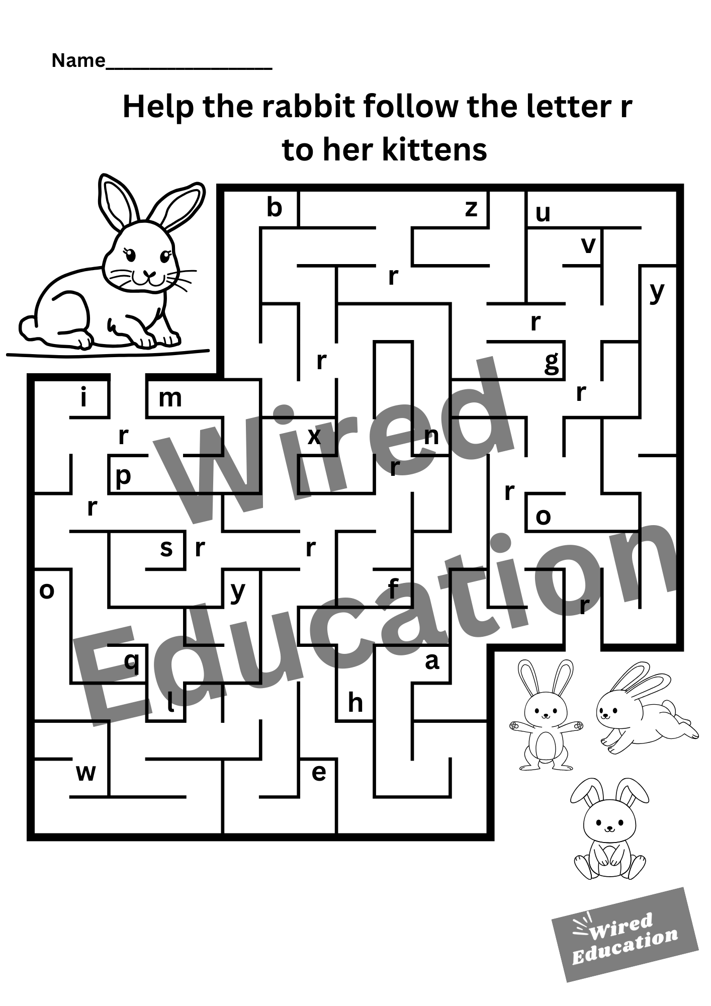 Letter R maze