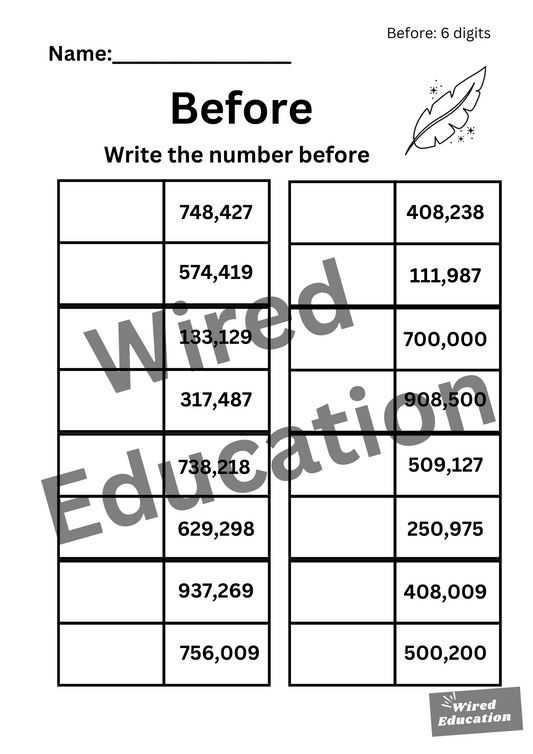 Numbers Before (6 digits)