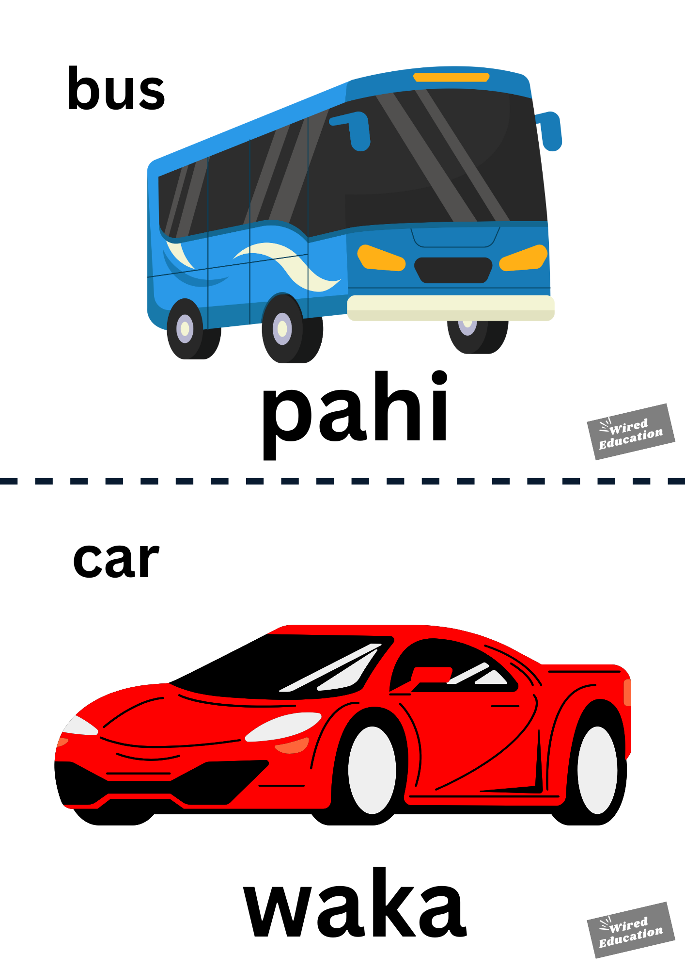 Maori vehicle words with pictures